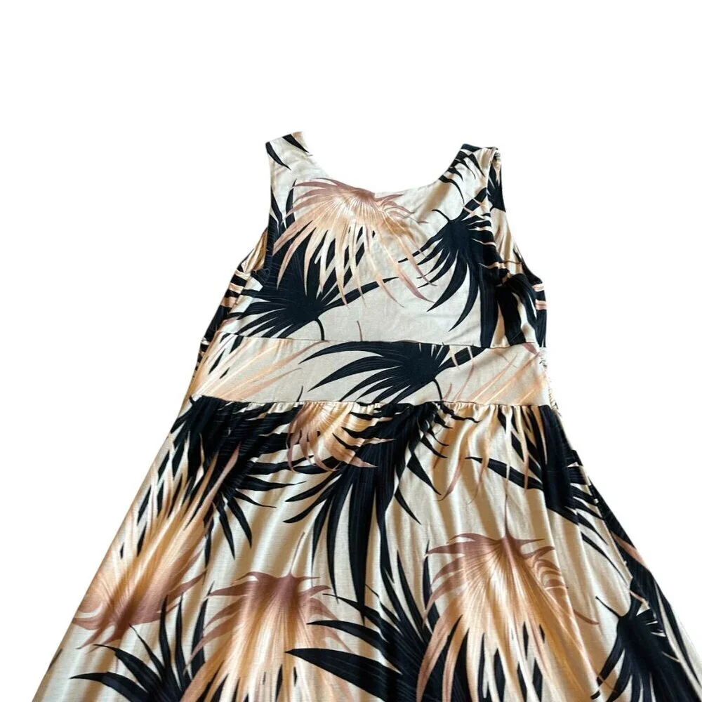 Soft Surroundings Tropical Print Sleeveless Dress Neutral Size Medium Women's